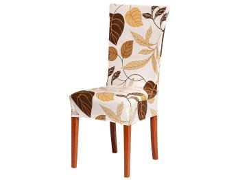 Husa de scaun universala - alb cu frunze brune - Mărimea scaun 38x38 cm, inaltime spata