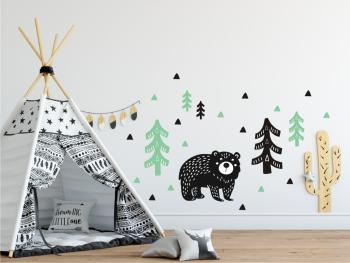 decorare pe perete urs în păduri mentă negru