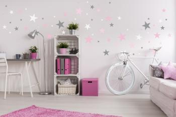 Decorațiuni de perete în formă de stea gri/roz