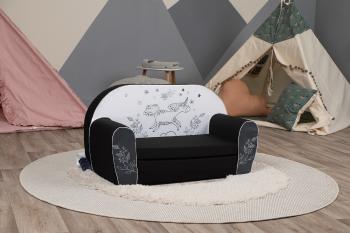 Canapea pentru copii Unicorn - alb-negru