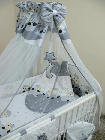 Lenjerie de pat pentru copii cu motivul unui miel de 120 x 90 cm de culoare gri