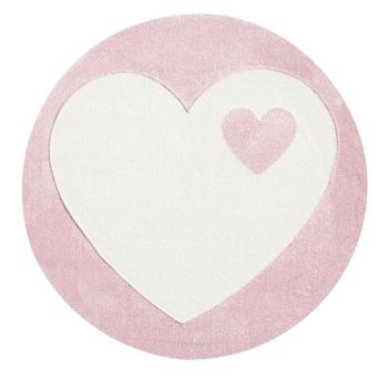 Covor rotund pentru copii – inimioare roz